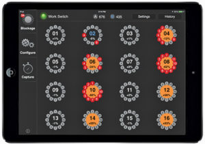 Intelligent Ag sensor information displaying on a tablet.